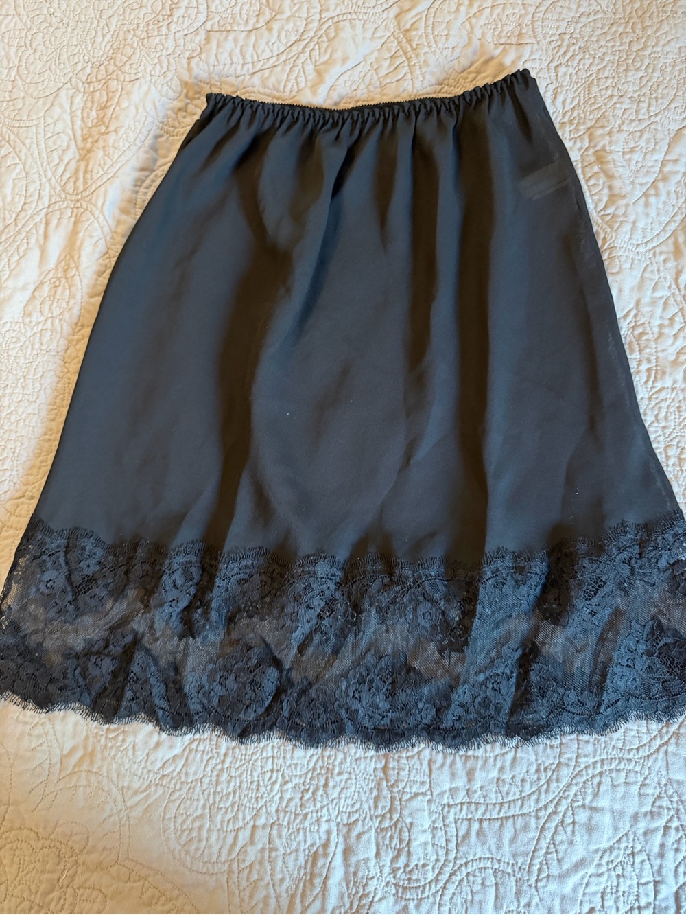 Black Lace Trim Half Slip Skirt- Lindsay Roscoe